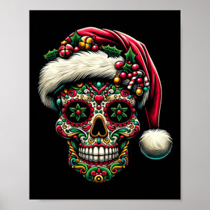 Póster Navidad Hombre Azúcar Calavera Santa Sombrero Día