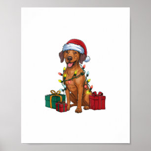 Póster Navidad iluminando a Santa Rhodesian Ridgeback per