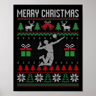 Póster Navidad jugador de voleibol navideño deporte amant