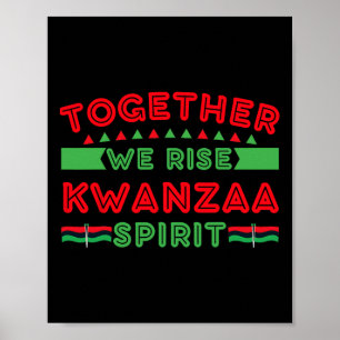 Póster Navidad Kwanza Afroamericana Niños Mujeres Feliz K