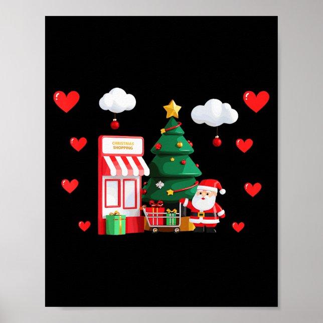 Póster Navidad linda y compras de San Valentín Xmas Él (Frente)