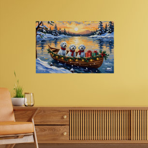 Póster Navidad Maltesa en Barco Festivo