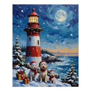 Póster Navidad Maltesa Farol de Fiesta