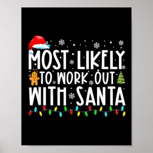 Póster Navidad Más Probable Trabajar Con Santa Familia Ch
