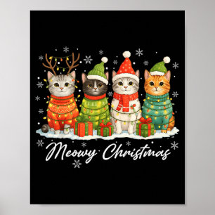 Póster Navidad Meowy Gatos Luces Navideñas Temporada Acog
