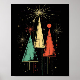 Póster Navidad Moderna de Mitad de Siglo