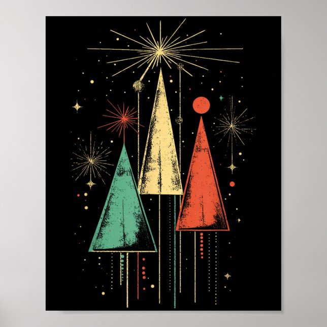 Póster Navidad Moderna de Mitad de Siglo  (Frente)