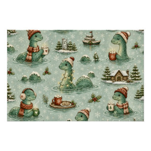 Póster Navidad Nessie Monstruo del Lago Ness Acogedor Crí
