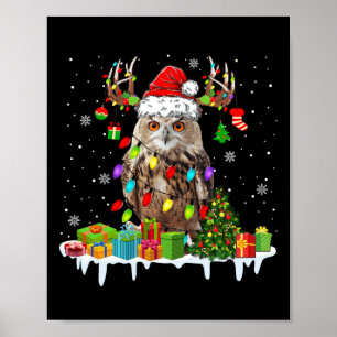 Póster Navidad Owl Cute Navidades enciende reno Santa