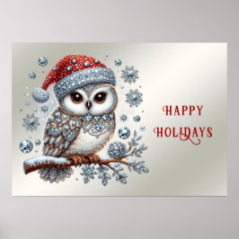 Póster Navidad Owl Holiday Poster