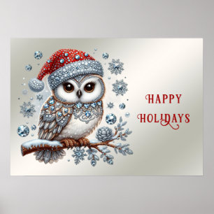 Póster Navidad Owl Holiday Poster