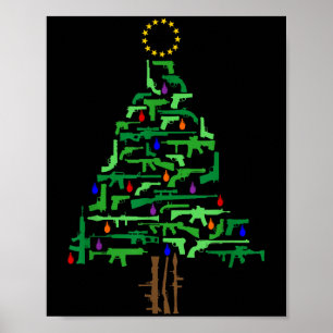 Póster Navidad Patriótica Enmienda 2da Arma Árbol de Navi