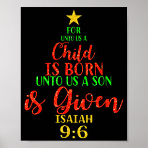 Póster Navidad Porque Un Niño Nos Es Nacido Xmas Christi