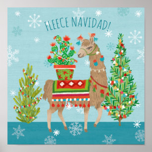 Póster Navidad precioso de las llamas de Navidad el   del