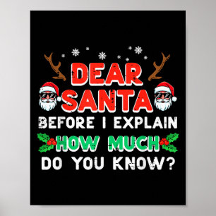 Póster Navidad Querido Santa Antes de Explicar Divertida