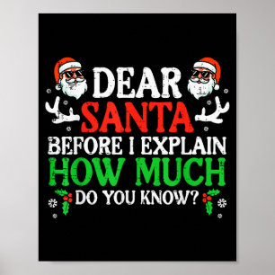 Póster Navidad Querido Santa Cuánto Sabes Xmas Mujer
