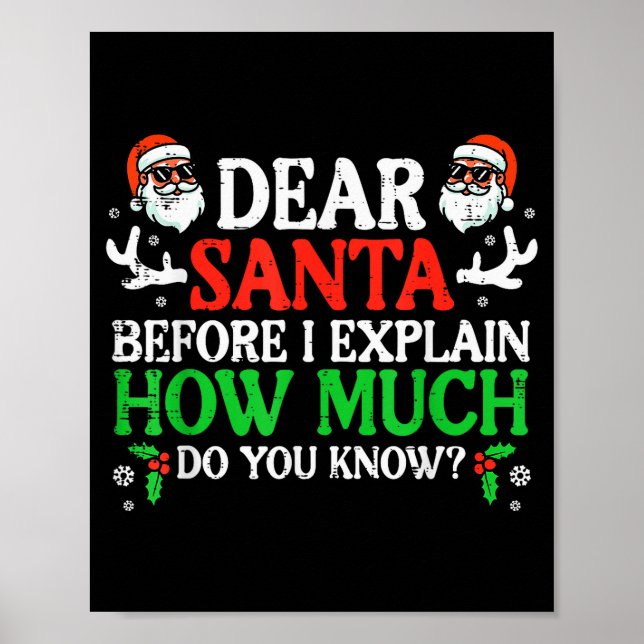 Póster Navidad Querido Santa Cuánto Sabes Xmas Mujer (Frente)