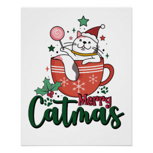 Póster Navidad Regalo Merry Cute Catmas
