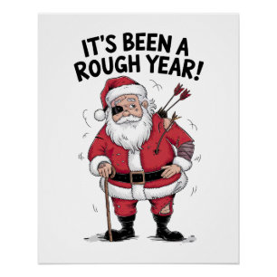 Póster Navidad Regalo Papá Noel Ha Sido Un Año Duro