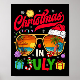 Póster Navidad Retro en Julio Playa de Solteros Verano Ha