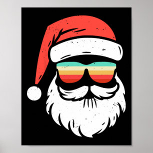 Póster Navidad Retro en Julio Solteros Santa Verano Navid