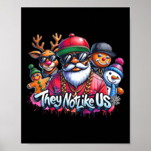 Póster Navidad Santa africano Ellos No Nos Gustan Merry C