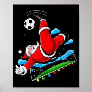 Póster Navidad Santa Fútbol Patada En Bicicleta Xmas Depo