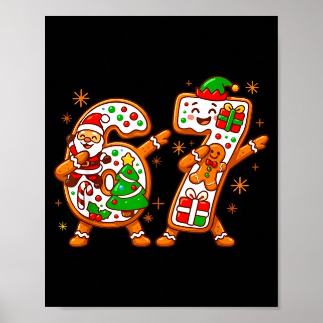 Póster Navidad Seis Siete Dabbing Cool Meme 67 Navidad Da (Frente)