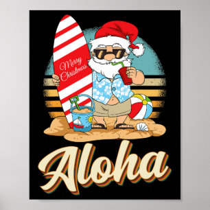 Póster Navidad Tropical Aloha Santa Navidad En Julio H