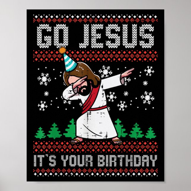 Póster Navidad Vamos Jesús Es Tu Cumpleaños Dab Feo Navid (Frente)
