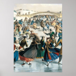 Póster Navidad Victoriana Central Park Currier & Ives