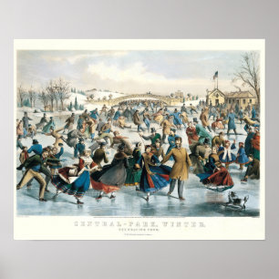 Póster Navidad Victoriana Central Park Currier & Ives