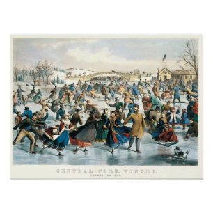 Póster Navidad Victoriana Central Park Currier & Ives