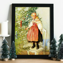 Póster Navidad vintage Carl Larsson Sueco