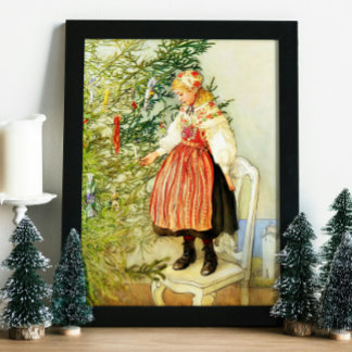 Póster Navidad vintage Carl Larsson Sueco