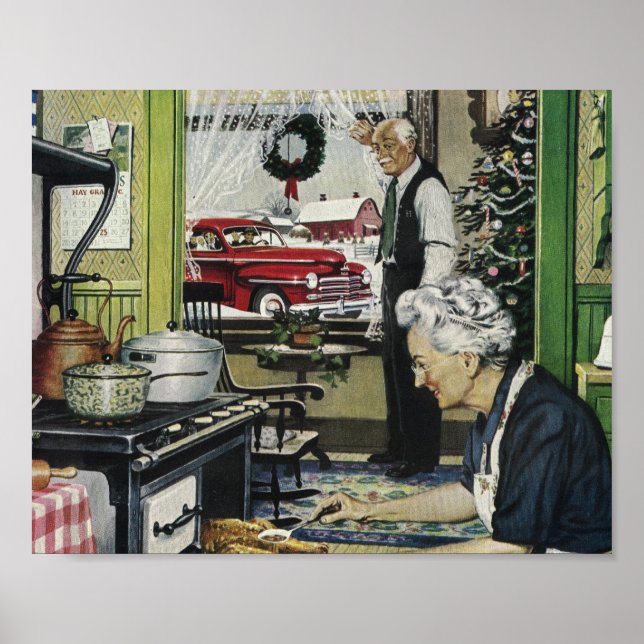 Póster Navidad Vintage en Casa a la Antigua (Frente)