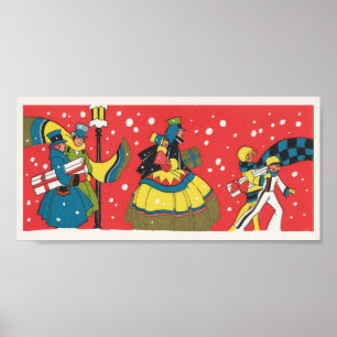 Póster Navidad Vintage, Familia Victoriana