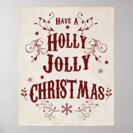 Póster Navidad Vintage Holly Jolly