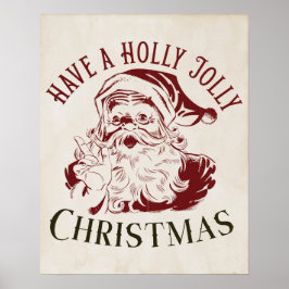 Póster Navidad Vintage Holly Jolly