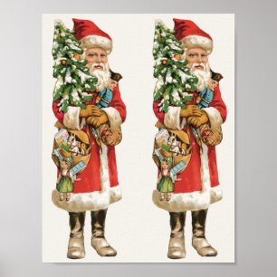 Póster Navidad Vintage, Imagen recortada de Papá Noel