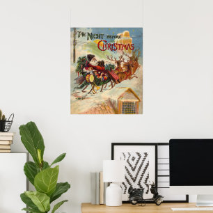 Póster Navidad Vintage, La Noche Antes de Navidad