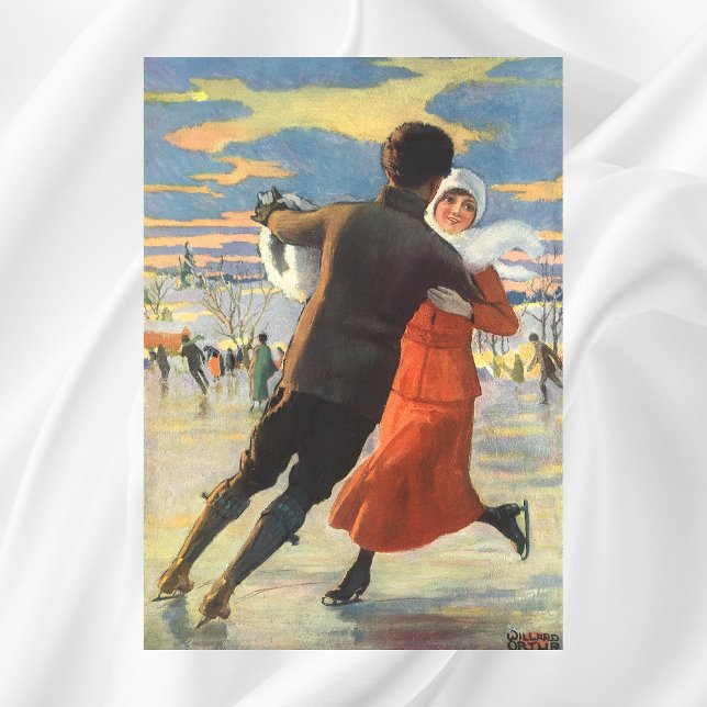 Póster Navidad vintage, patinaje romántico sobre hielo en (Subido por el creador)