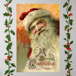Póster Navidad vintage, retrato de Santa Claus victoriano