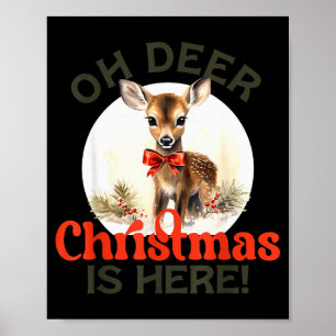 Póster Navidad Vintage Retro Reno Oh Ciervo Navidad