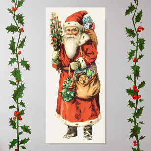 Póster Navidad vintage, Santa Claus muere corta imagen