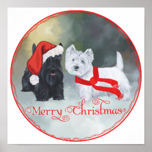 Póster Navidad Westie Scottie