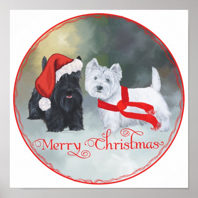 Póster Navidad Westie Scottie (Frente)