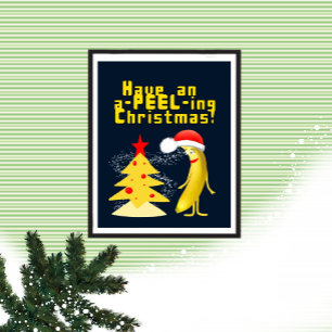 Póster Navidad y plátano