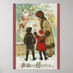 Póster Navidades 1912, compras por ventanas