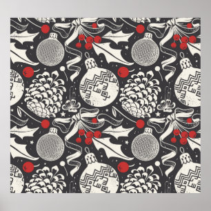 Póster Navidades A Mano: Mistletoe Pine Seamless.
